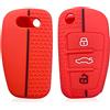 通用 Otai Cover per Chiave Auto in Silicone Caso Compatibile con Audi A3 Q3 Q5 A6 C5 B6 B7 B8 Morbido Guscio Chiave Auto 3 Pulsanti (Rosso)