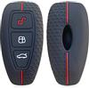 通用 Otai Cover per Chiave Auto in Silicone Caso Compatibile con Accessori Ford Focus Kuga Soft Guscio Chiave Auto 3 Pulsanti (Linea Rossa Nera)