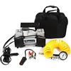 GOTOTOP Compressore ad Aria con Doppio pistone per Pneumatici Auto,DC 12V 20A,con manometro e Tubo d'Aria Avvolto, Fino a 150 PSI