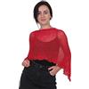 Mimosa Poncho da donna in pizzo elasticizzato con balza a pipistrello, Rosso ciliegia, Etichettalia unica