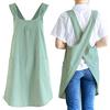NEWGEM Grembiuli da cucina in lino giapponese con retro incrociato per gli uomini con tasche per la cottura della pittura del giardinaggio pulizia verde chiaro