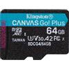Kingston Canvas Go! Plus 64 GB microSDXC (nero, UHS-I U3, Classe 10, V30, A2)