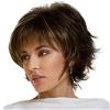 BRRNOO Parrucca per Capelli Corti per Donne Parrucca Bob Corta per Donne Parrucca a Strati Corti con Scoppi Resistenti Al Calore a Fibra Sintetica Bionda Bionda Miscelata Marrone
