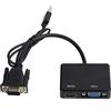 Dilwe Adattatore VGA a HDMI VGA, Convertitore Splitter HDMI da VGA a VGA Supporto Adattatore Doppio Display, Supporto Adattatore Doppio Display, Adattatore HDMI VGA per Computer, Monitor, Proiettore(Nero)