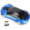 Bewinner Mouse per Auto Wireless USB 2.4G, Mouse a Forma di Auto Sportiva da 1600 DPI Utilizza la Tecnologia di Risparmio Energetico Intelligente, Mouse da Gioco con Ricevitore USB per PC, Computer,(Blu)
