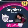 Huggies Drynites Pannolini, Taglia L (30-48 Kg), Mutandine assorbenti bambina, 8-13 anni, 52 Pz