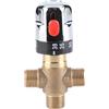 Phefop Valvola Miscelatrice Termostatica in Ottone, Regolatore Acqua Calda Fredda a 3 Vie per Sistemas Doccia Controllo Temperatura Acqua Controllo Termostato Lavabo