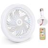 Elprico Ventilatore da Soffitto E27 con Luci, Ventilatore da Soffitto con Presa 30 W con Telecomando, Ventilatore da Soffitto a Basso Profilo Piccoli Spazi Camera da Letto Home Office
