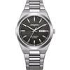 Citizen Vagary by Orologio Uomo Automatico G.Matic 101 IX3-611-51 | Cassa in Acciaio 38mm | Quadrante Nero a Righe con Day-Date | Meccanica a Vista | Subacqueo 10 ATM