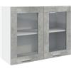 vidaXL Mobile sospeso in vetro Lyon, Grigio Cemento, 80x31x60 cm, Legno ingegnerizzato & Vetro, Mobile da parete, Mobile bagno & cucina, Organizzatore casa