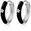 Qings Mini Orecchini Cerchio Donna Nero Argento Sterling 925 Piccolo Rotondi Orecchino Semplice Nere Black Hoops Earrings: 13mm