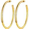 PROSTEEL 80MM Orecchini Oro a Cerchio Colonna Circolare Vuoto Orecchini Riduzione del Peso del 50% Orecchini Donna Rétro Affascinante Combinazioni di Impilamento