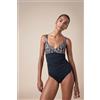 Calzedonia Costume Intero Contenitivo Golden Ethnic Marrone