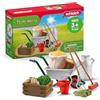 SCHLEICH FARM WORLD | Set accessori fattoria 42610 | Carriola, forca, annaffiatoio, secchio, cesta & mangime | Per cavalli & altri animali Giocattolo fattoria dai 3 anni | 11 pezzi