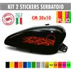 Kit 2 adesivi moto serbatoio teschio fiamme skull flame chopper harley c.1683