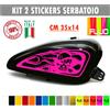 Kit 2 adesivi moto serbatoio teschio fiamme skull chopper harley custom c.1670