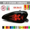 Kit 2 adesivi moto serbatoio fiamme teschio skull bobber chopper harley cod.1680