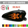 Kit 2 adesivi moto serbatoio fiamme teschio skull bobber chopper harley cod.1680