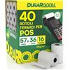 Eurocali 40 Rotoli Carta per POS Rotolini Termici 57x36 16m per Ricevute Scontrini | Rull