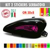 Kit 2 adesivi moto serbatoio teschio fiamme skull chopper harley vintage c.1682