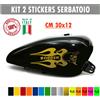 Kit 2 adesivi moto serbatoio fiamme teschio skull bobber chopper harley cod.1680