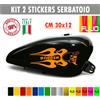 Kit 2 adesivi moto serbatoio fiamme teschio skull bobber chopper harley cod.1680