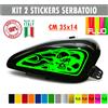 Kit 2 adesivi moto serbatoio teschio fiamme skull chopper harley custom c.1670
