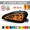 Kit 2 adesivi moto serbatoio teschio fiamme skull chopper harley custom c.1670