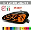 Kit 2 adesivi moto serbatoio fiamme teschio skull flame chopper harley c.1678