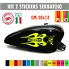 Kit 2 adesivi moto serbatoio fiamme teschio skull bobber chopper harley cod.1680