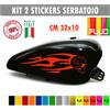 Kit 2 adesivi moto serbatoio teschio fiamme skull devil chopper harley c.1676