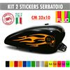 Kit 2 adesivi moto serbatoio teschio fiamme skull devil chopper harley c.1676