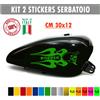 Kit 2 adesivi moto serbatoio fiamme teschio skull bobber chopper harley cod.1680