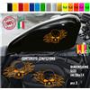 Kit 2 adesivi moto serbatoio teschio fiamme bobber chopper harley valigia c.2156