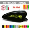 Kit 2 adesivi moto serbatoio teschio fiamme skull chopper harley vintage c.1682