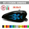 Kit 2 adesivi moto serbatoio fiamme teschio skull bobber chopper harley cod.1680