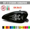 Kit 2 adesivi moto serbatoio fiamme teschio skull bobber chopper harley cod.1680