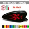 Kit 2 adesivi moto serbatoio fiamme teschio skull bobber chopper harley cod.1680