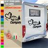 Adesivi camper AMORE PER ROULOTTE CUORE caravan roulotte accessori cod.1828