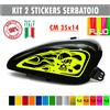 Kit 2 adesivi moto serbatoio teschio fiamme skull chopper harley custom c.1670