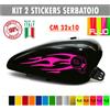 Kit 2 adesivi moto serbatoio teschio fiamme skull devil chopper harley c.1676