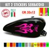 Kit 2 adesivi moto serbatoio fiamme teschio skull bobber chopper harley cod.1680