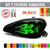 Kit 2 adesivi moto serbatoio fiamme teschio skull bobber chopper harley cod.1680