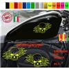 Kit 2 adesivi moto serbatoio teschio fiamme bobber chopper harley valigia c.2156