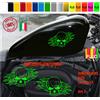 Kit 2 adesivi moto serbatoio teschio fiamme bobber chopper harley valigia c.2156