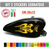 Kit 2 adesivi moto serbatoio fiamme teschio skull bobber chopper harley cod.1680