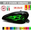 Kit 2 adesivi moto serbatoio teschio fiamme skull devil chopper harley c.1676
