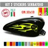 Kit 2 adesivi moto serbatoio teschio fiamme skull devil chopper harley c.1676