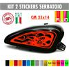 Kit 2 adesivi moto serbatoio teschio fiamme skull chopper harley custom c.1670