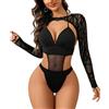 Avidlove Rave Outfits per Donna Lingerie Sexy Body con Fibbia Coprispalle Crop Top Set Nero/Linea S